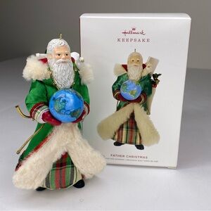 Hallmark Keepsake Father Christmas Holding Globe Earth Ornament 2019 With Box